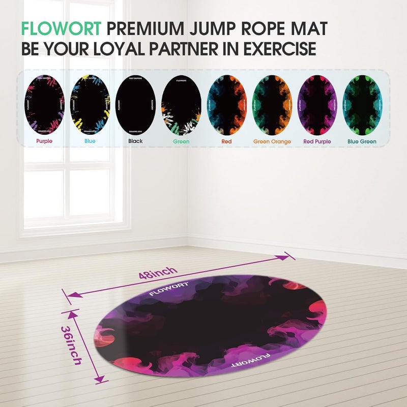 Flowort Cheete Jump Rope Mat Large Rubber Exercise Mat Indoor Outdoor Shock Absorbing Mat Non-Slip Oval Design for Floor & Rope Protection, Workout Mats for Home Gym Flooring - Image 3